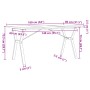 Mesa de comedor marco Y madera maciza pino acero 160x80x75,5 cm
