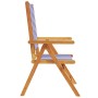Sillas jardín reclinables 6 uds madera maciza tela azul blanco