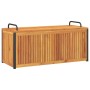 Baúl de cojines de jardín acacia maciza y acero 110x45x42/53 cm