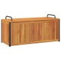 Baúl de cojines de jardín acacia maciza y acero 110x45x42/53 cm
