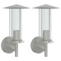 Apliques de exterior 2 unidades acero inoxidable plateado