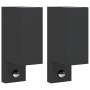 Lámparas de pared de exterior con sensor 2 uds aluminio negro