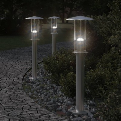 Lámpara de suelo de exterior acero inoxidable plateado 60 cm