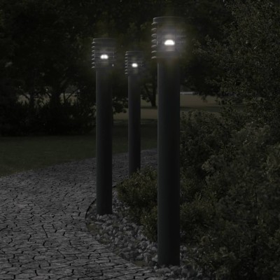 Lámpara de suelo de exterior acero inoxidable negro 110 cm