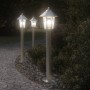 Lámparas de suelo de exterior 3 unidades acero inoxidable 80 cm