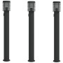 Lámparas de suelo exterior con enchufe 3 uds acero negro 110 cm