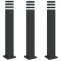 Lámparas de suelo de exterior 3 unidades aluminio negro 80 cm