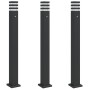 Lámparas suelo exterior con sensor 3 uds aluminio negro 110 cm