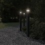 Lámparas suelo exterior con enchufe 3 uds aluminio negro 110 cm
