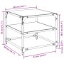 Mesa de centro superficie vidrio 2 uds acero negro 50x50x45 cm