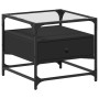 Mesa de centro superficie de vidrio acero negro 50x50x45 cm