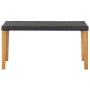 Banco de jardín ratán sintético y madera de acacia negro 120 cm