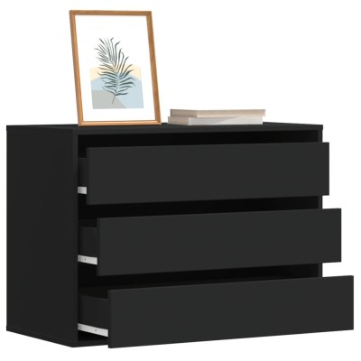 Cajonera de esquina madera de ingeniería negra 80x41x58 cm
