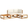 Set sofás de jardín con cojines 4 pzas madera maciza de acacia