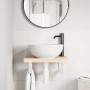 Estante de lavabo de pared de acero y madera maciza de haya