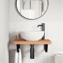 Estante de lavabo de pared de acero y madera maciza de haya