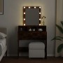 Tocador con luces LED color roble ahumado 80x41x144,5 cm