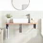Estante de lavabo de pared de acero y madera maciza de roble