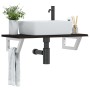 Estante de lavabo de pared de acero y madera maciza de roble