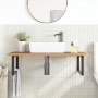 Estante de lavabo de pared de acero y madera maciza de haya