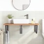Estante de lavabo de pared de acero y madera maciza de haya