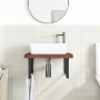 Estante de lavabo de pared de acero y madera maciza de roble