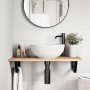 Estante de lavabo de pared acero y madera maciza de acacia