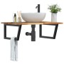 Estante de lavabo de pared acero y madera maciza de acacia