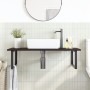 Estante de lavabo de pared de acero y madera maciza de roble