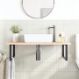 Estante de lavabo de pared de acero y madera maciza de roble