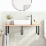 Estante de lavabo de pared de acero y madera maciza de roble