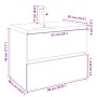 Set de mueble de baño 2 piezas cerámica y madera de ingeniería