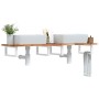 Estante de lavabo de pared acero y madera maciza de acacia