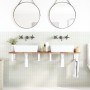 Estante de lavabo de pared acero y madera maciza de acacia
