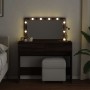 Tocador con luces LED marrón roble 100x40x120 cm