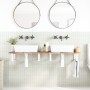 Estante de lavabo de pared acero y madera maciza de acacia