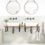 Estante de lavabo de pared acero y madera maciza de acacia