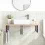Estante de lavabo de pared de acero y madera maciza de roble