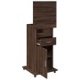 Atril con ruedas y cajón madera ingeniería marrón 55x55x107 cm