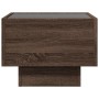 Mesa auxiliar con LED madera ingeniería marrón roble 40x40x30cm