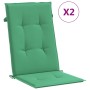 Cojín silla de jardín respaldo alto 2 uds tela verde 120x50x3cm