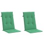 Cojín silla de jardín respaldo alto 2 uds tela verde 120x50x3cm