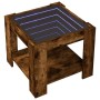 Mesa de centro y LED madera ingeniería roble ahumado 53x53x45cm