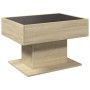 Mesa de centro y LED madera ingeniería roble Sonoma 70x50x45 cm