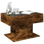 Mesa de centro y LED madera ingeniería roble ahumado 70x50x45cm