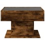 Mesa de centro y LED madera ingeniería roble ahumado 70x50x45cm