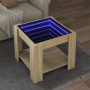 Mesa de centro y LED madera ingeniería roble Sonoma 53x53x45 cm
