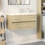 Set de mueble de baño 2 piezas cerámica y madera de ingeniería