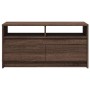Mesa de centro con luces LED madera de ingeniería marrón roble