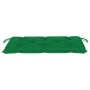 Banco de jardín madera maciza de teca con cojín verde 112 cm